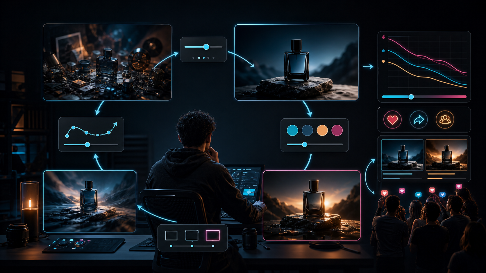 A creator improves one product shot through controlled versions and audience feedback